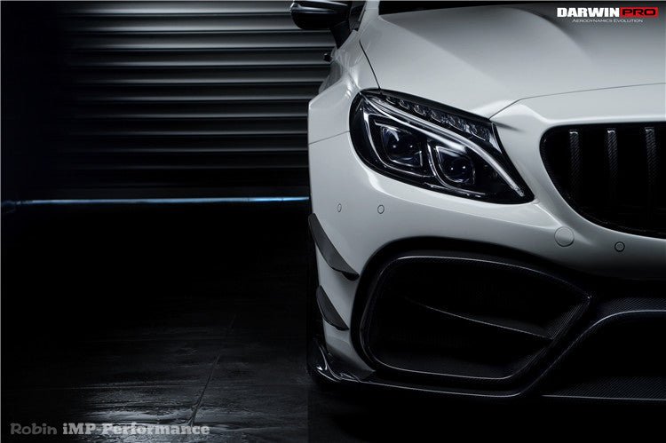 DARWINPRO - MERCEDES BENZ W205 C63 C63S 2015-2021 AMG COUPE IMP PERFORMANCE PARTIAL CARBON FIBER FRONT BUMPER WITH GRILL & CANARDS