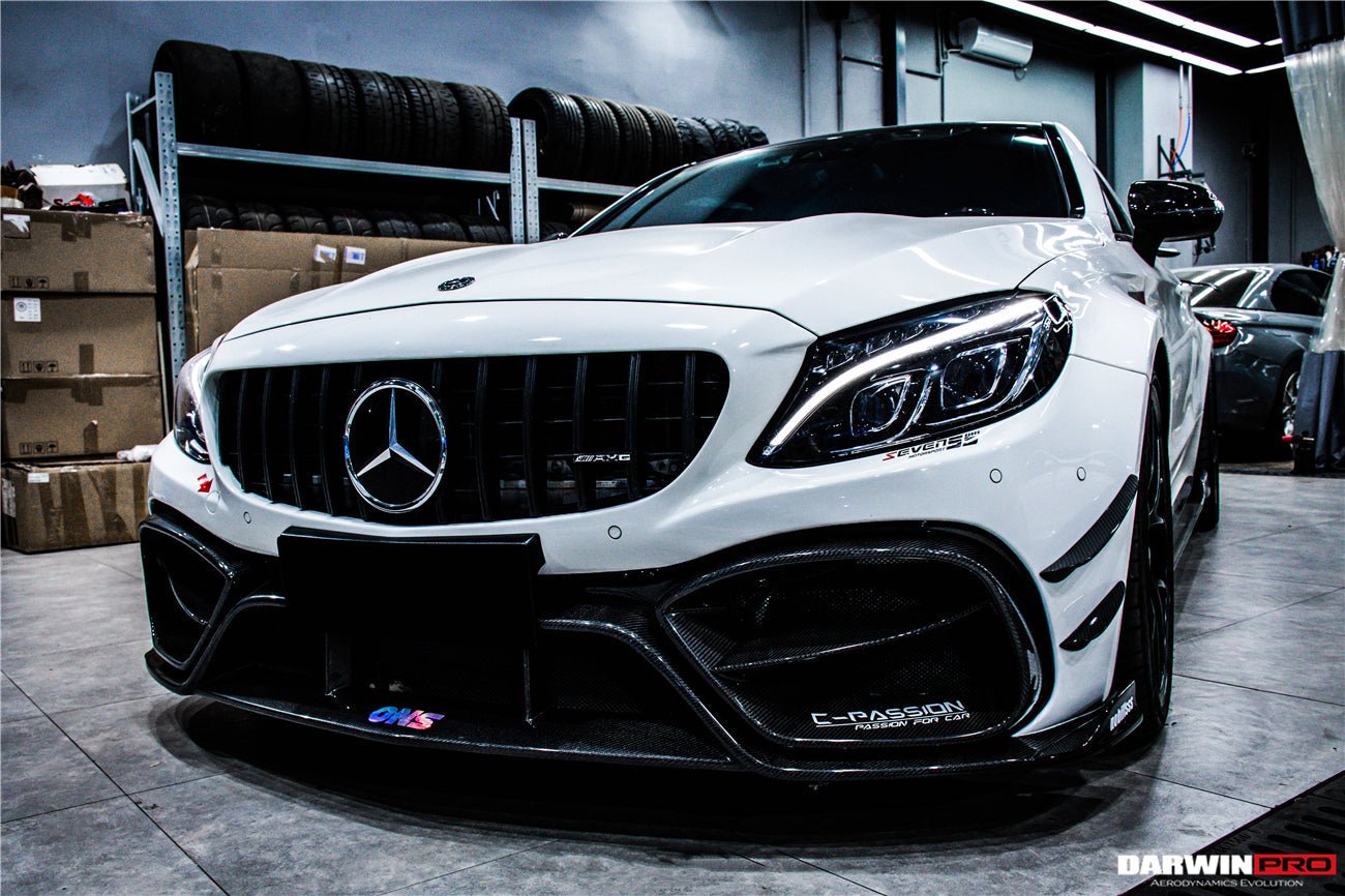 DARWINPRO - MERCEDES BENZ W205 C63 C63S 2015-2021 AMG COUPE IMP PERFORMANCE PARTIAL CARBON FIBER FRONT BUMPER WITH GRILL & CANARDS