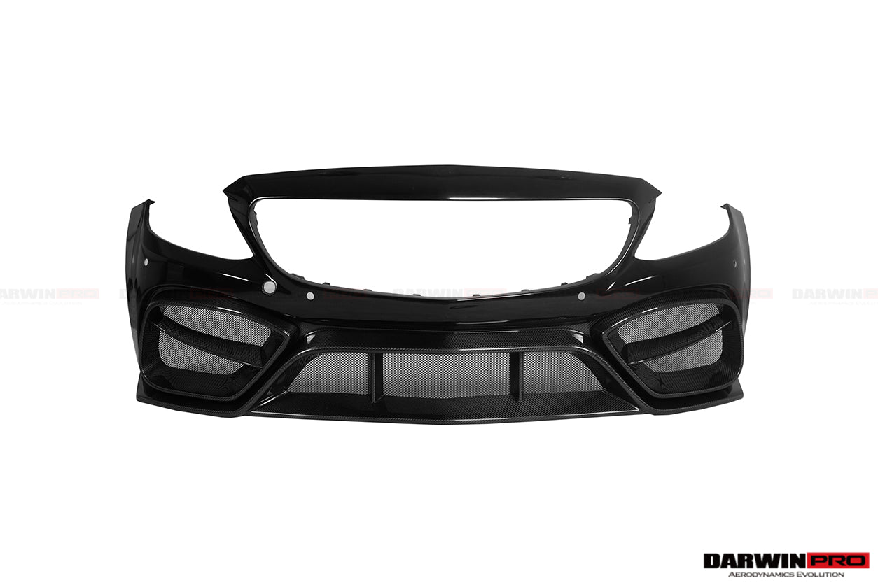 DARWINPRO - MERCEDES BENZ W205 C63 C63S 2015-2021 AMG COUPE IMP PERFORMANCE PARTIAL CARBON FIBER FRONT BUMPER WITH GRILL & CANARDS