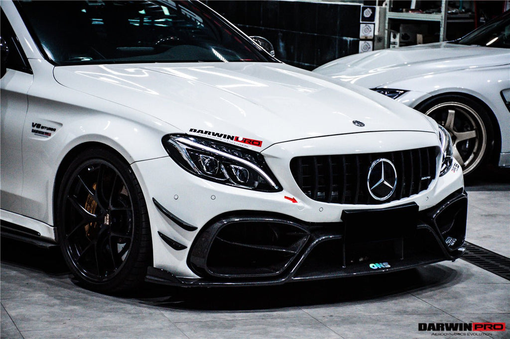 DARWINPRO - MERCEDES BENZ W205 C63 C63S 2015-2021 AMG COUPE IMP PERFORMANCE PARTIAL CARBON FIBER FRONT BUMPER WITH GRILL & CANARDS