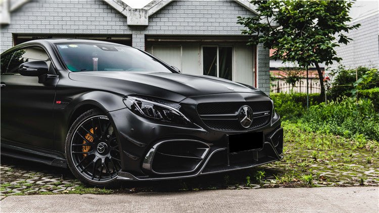 DARWINPRO - MERCEDES BENZ W205 C63 C63S 2015-2021 AMG COUPE IMP PERFORMANCE PARTIAL CARBON FIBER FRONT BUMPER WITH GRILL & CANARDS
