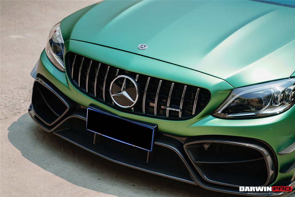 DARWINPRO - MERCEDES BENZ W205 C63 & C6S AMG COUPE 2015 -2021 PARTIAL CARBON FIBER FRONT BUMPER WITH CANARDS