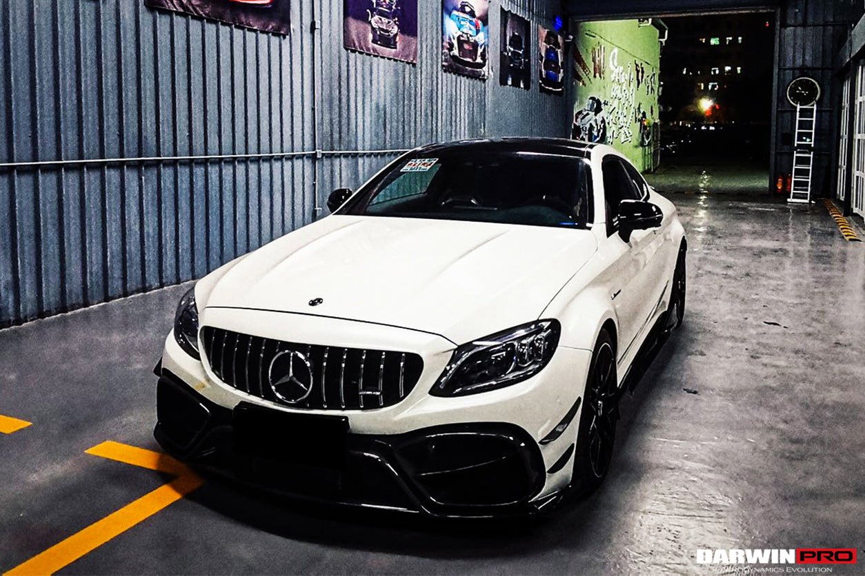 DARWINPRO - MERCEDES BENZ W205 C63 & C6S AMG COUPE 2015 -2021 PARTIAL CARBON FIBER FRONT BUMPER WITH CANARDS