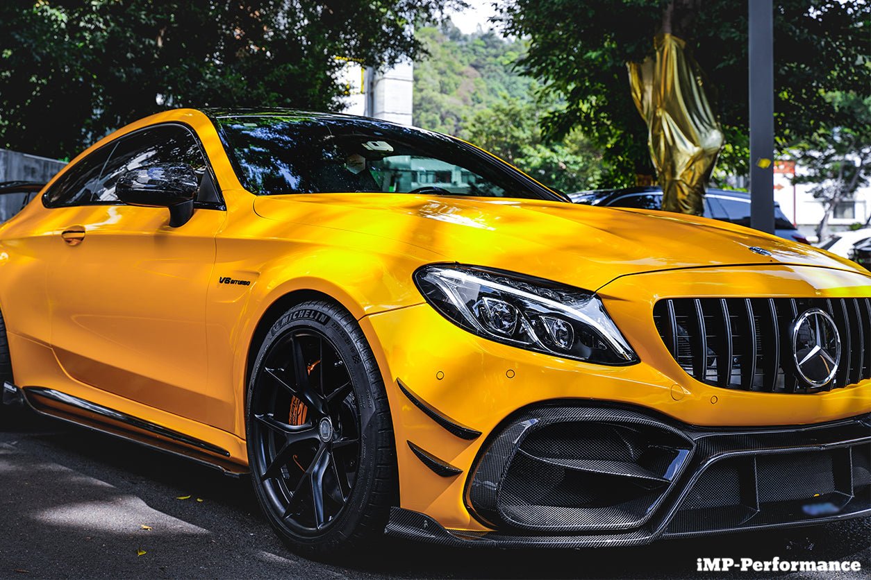 DARWINPRO - MERCEDES BENZ W205 C63 & C6S AMG COUPE 2015 -2021 PARTIAL CARBON FIBER FRONT BUMPER WITH CANARDS