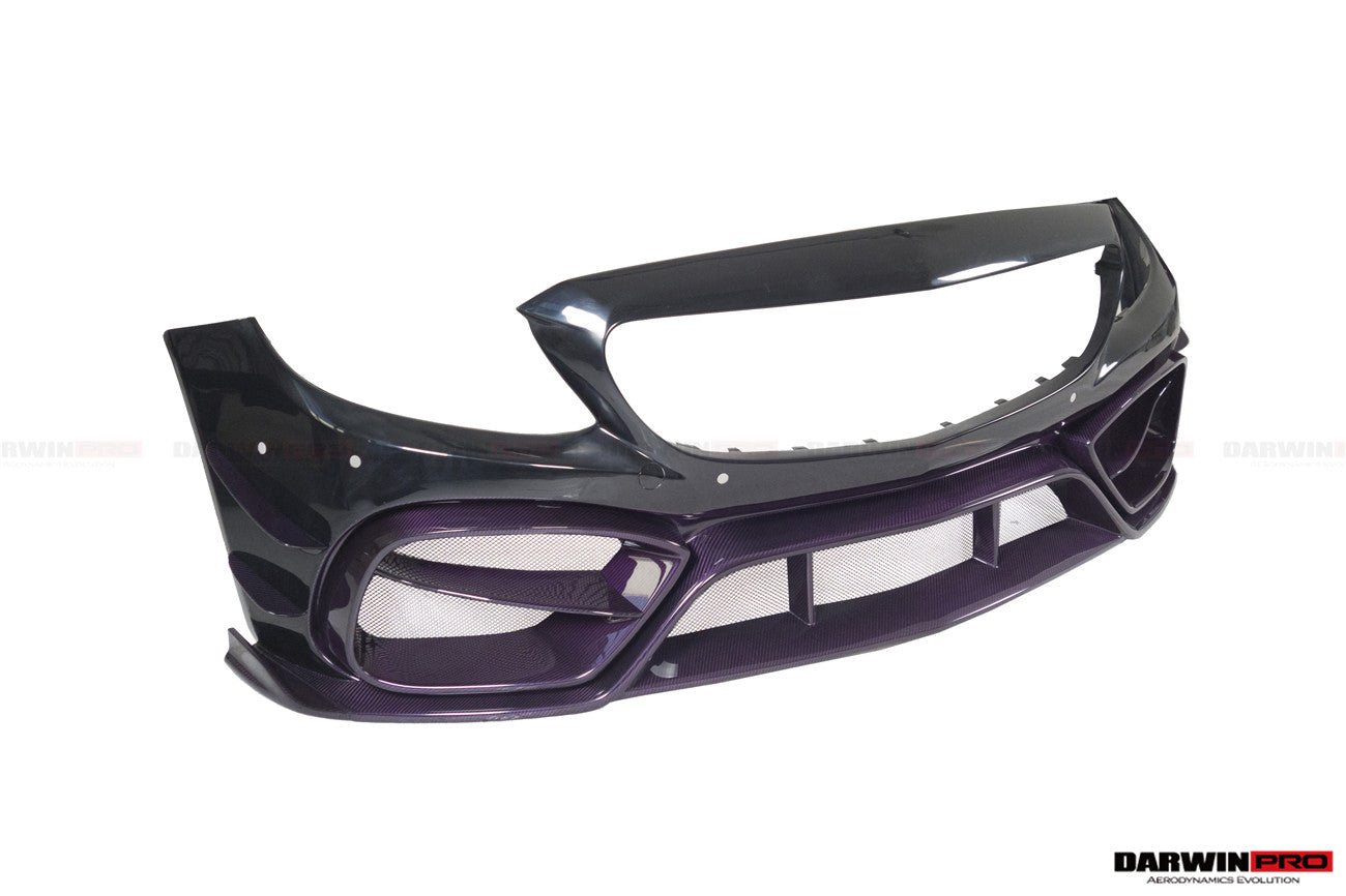 DARWINPRO - MERCEDES BENZ W205 C63 & C6S AMG COUPE 2015 -2021 PARTIAL CARBON FIBER FRONT BUMPER WITH CANARDS