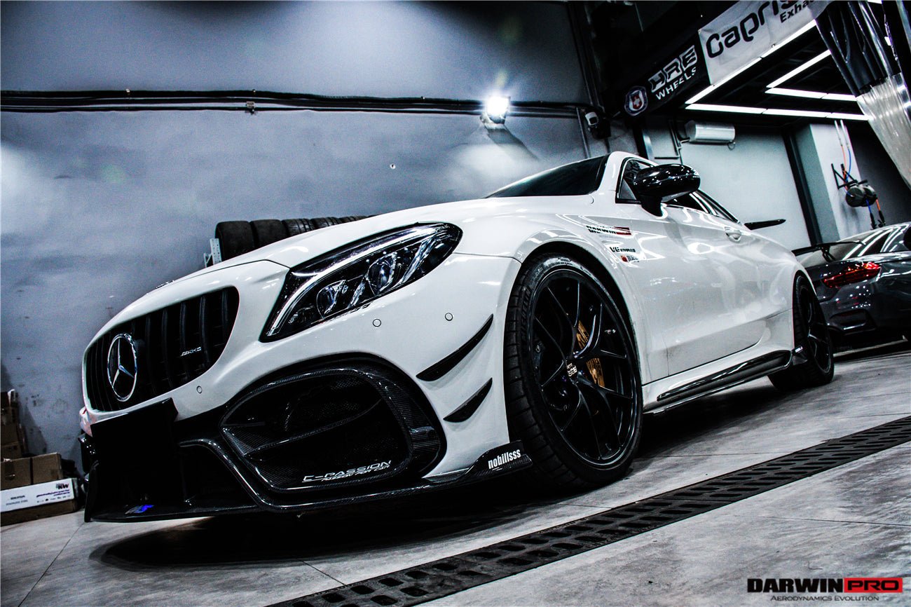 DARWINPRO - MERCEDES BENZ W205 C63 & C6S AMG COUPE 2015 -2021 PARTIAL CARBON FIBER FRONT BUMPER WITH CANARDS