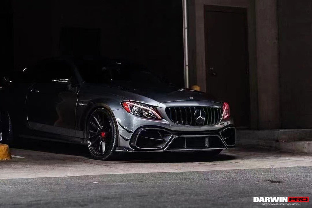 DARWINPRO - MERCEDES BENZ W205 C63 & C6S AMG COUPE 2015 -2021 PARTIAL CARBON FIBER FRONT BUMPER WITH CANARDS