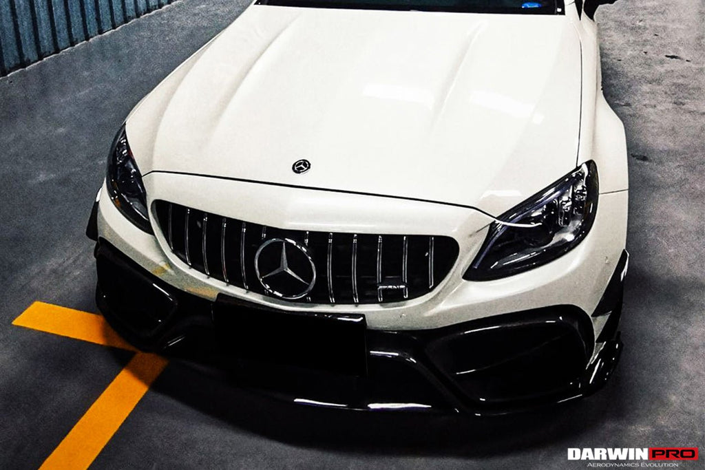 DARWINPRO - MERCEDES BENZ W205 C63 & C6S AMG COUPE 2015 -2021 PARTIAL CARBON FIBER FRONT BUMPER WITH CANARDS