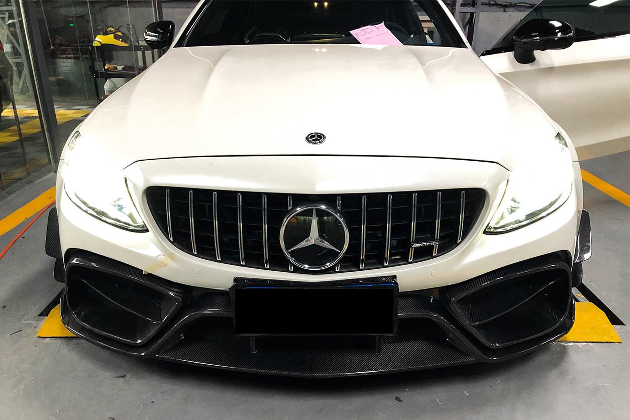 DARWINPRO - MERCEDES BENZ W205 C63 & C6S AMG COUPE 2015 -2021 PARTIAL CARBON FIBER FRONT BUMPER WITH CANARDS