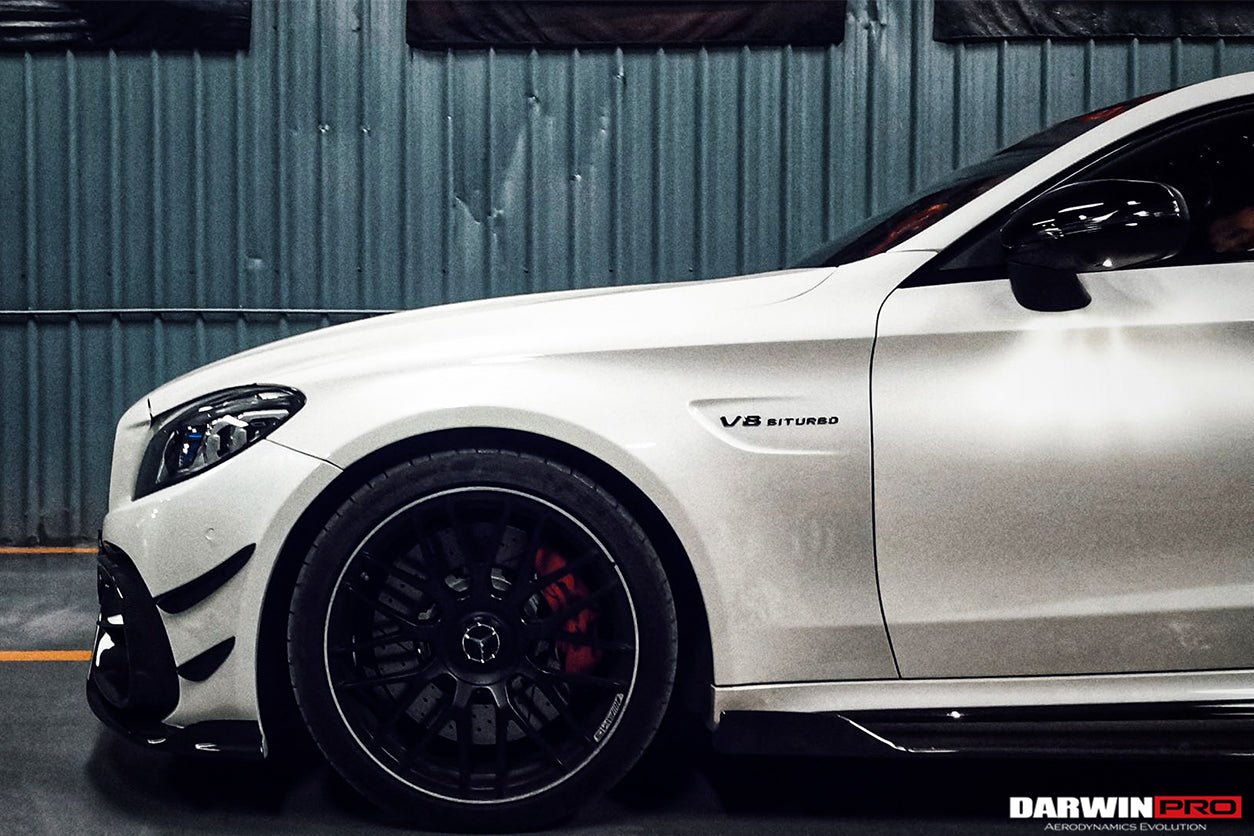 DARWINPRO - MERCEDES BENZ W205 C63 & C6S AMG COUPE 2015 -2021 PARTIAL CARBON FIBER FRONT BUMPER WITH CANARDS