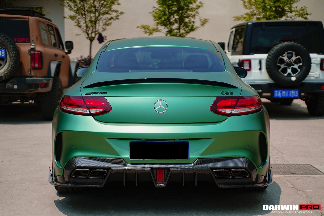 DARWINPRO - MERCEDES BENZ W205 C63 & C6S AMG COUPE 2015 -2021 PARTIAL CARBON FIBER REAR BUMPER AND LED DIFFUSER