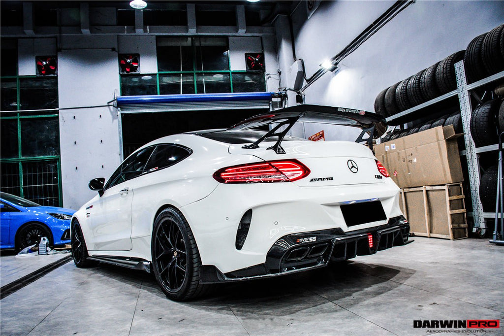 DARWINPRO - MERCEDES BENZ W205 C63 & C6S AMG COUPE 2015 -2021 PARTIAL CARBON FIBER REAR BUMPER AND LED DIFFUSER