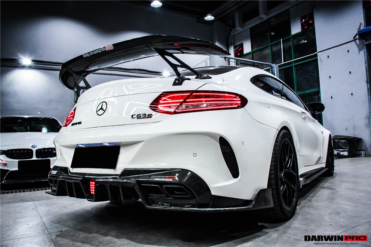DARWINPRO - MERCEDES BENZ W205 C63 & C6S AMG COUPE 2015 -2021 PARTIAL CARBON FIBER REAR BUMPER AND LED DIFFUSER