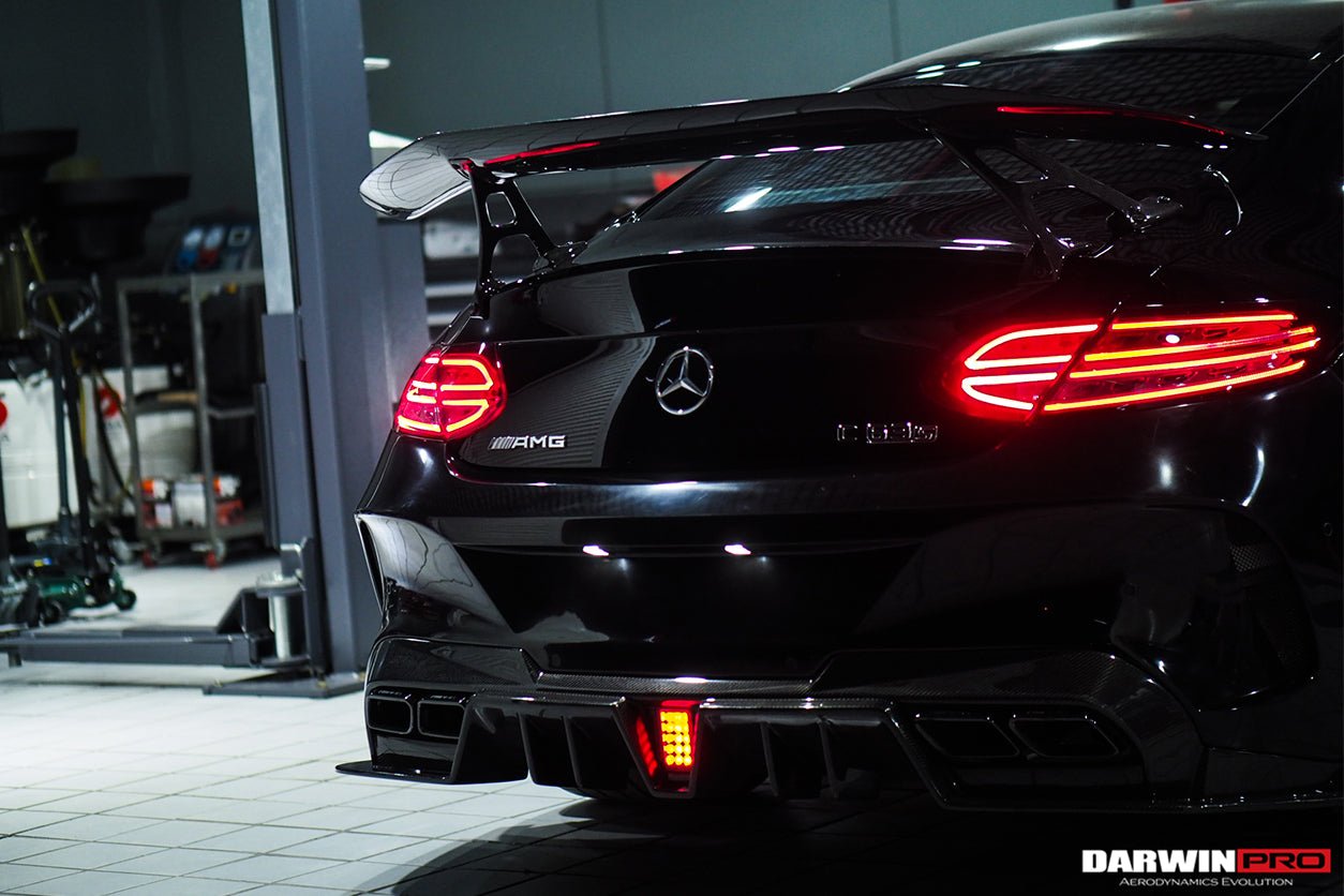 DARWINPRO - MERCEDES BENZ W205 C63 & C6S AMG COUPE 2015 -2021 PARTIAL CARBON FIBER REAR BUMPER AND LED DIFFUSER