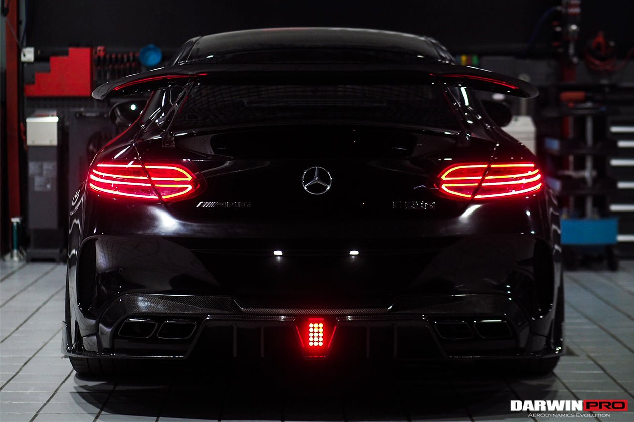 DARWINPRO - MERCEDES BENZ W205 C63 & C6S AMG COUPE 2015 -2021 PARTIAL CARBON FIBER REAR BUMPER AND LED DIFFUSER