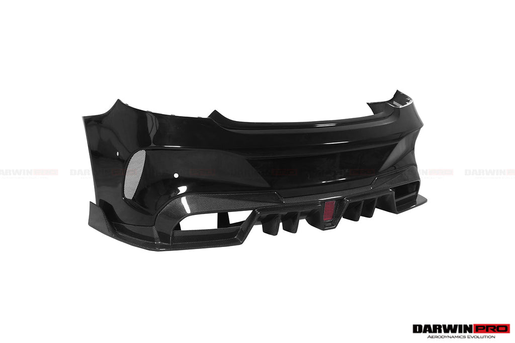 DARWINPRO - MERCEDES BENZ W205 C63 & C6S AMG COUPE 2015 -2021 PARTIAL CARBON FIBER REAR BUMPER AND LED DIFFUSER
