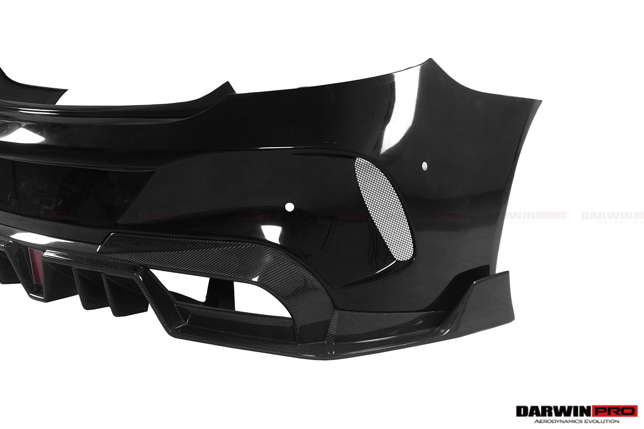 DARWINPRO - MERCEDES BENZ W205 C63 & C6S AMG COUPE 2015 -2021 PARTIAL CARBON FIBER REAR BUMPER AND LED DIFFUSER
