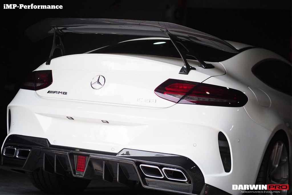 DARWINPRO - MERCEDES BENZ W205 C63 & C6S AMG COUPE 2015 -2021 PARTIAL CARBON FIBER REAR BUMPER AND LED DIFFUSER