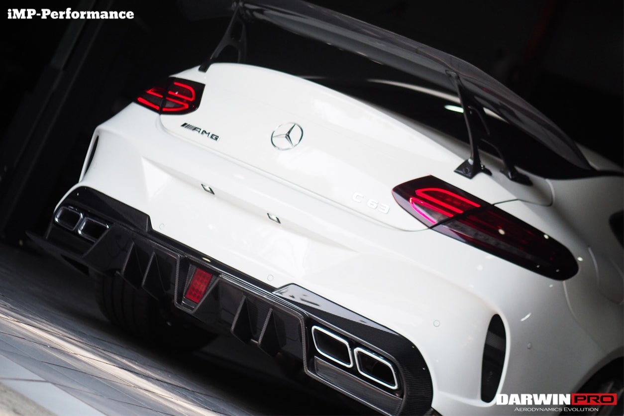 DARWINPRO - MERCEDES BENZ W205 C63 & C6S AMG COUPE 2015 -2021 PARTIAL CARBON FIBER REAR BUMPER AND LED DIFFUSER