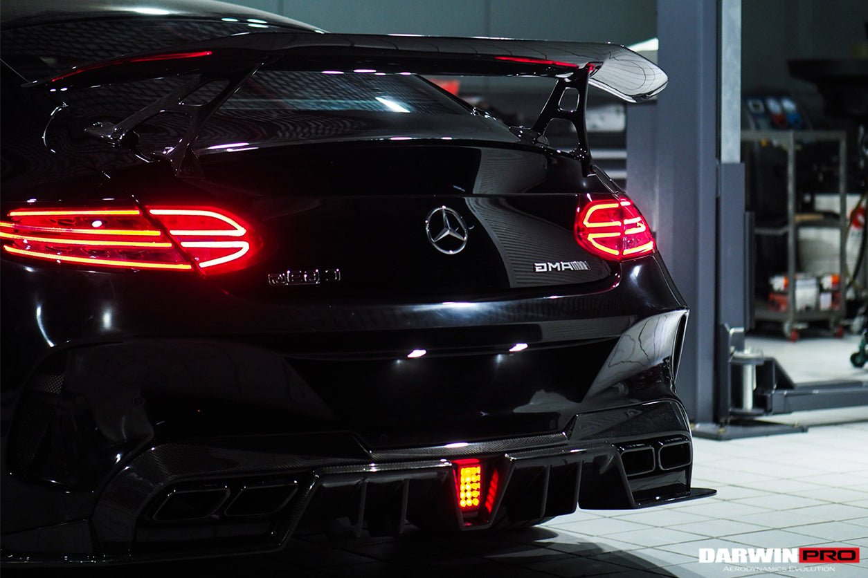 DARWINPRO - MERCEDES BENZ W205 C63 & C6S AMG COUPE 2015 -2021 PARTIAL CARBON FIBER REAR BUMPER AND LED DIFFUSER
