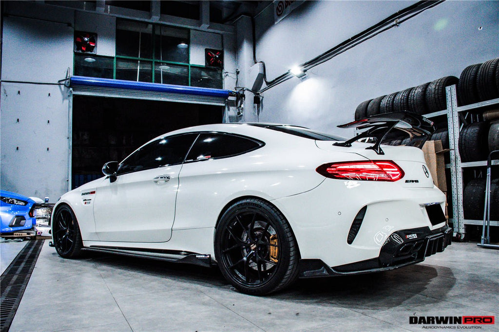 DARWINPRO - MERCEDES BENZ W205 C63 & C6S AMG COUPE 2015 -2021 PARTIAL CARBON FIBER REAR BUMPER AND LED DIFFUSER
