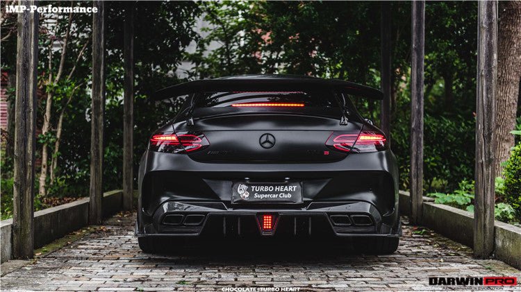 DARWINPRO - MERCEDES BENZ W205 C63 & C6S AMG COUPE 2015 -2021 PARTIAL CARBON FIBER REAR BUMPER AND LED DIFFUSER