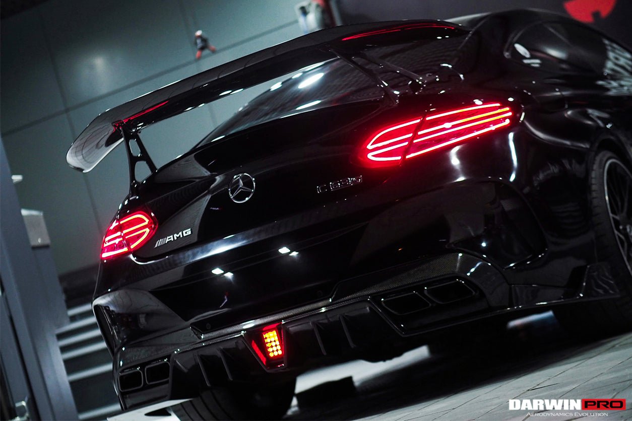 DARWINPRO - MERCEDES BENZ W205 C63 & C6S AMG COUPE 2015 -2021 PARTIAL CARBON FIBER REAR BUMPER AND LED DIFFUSER
