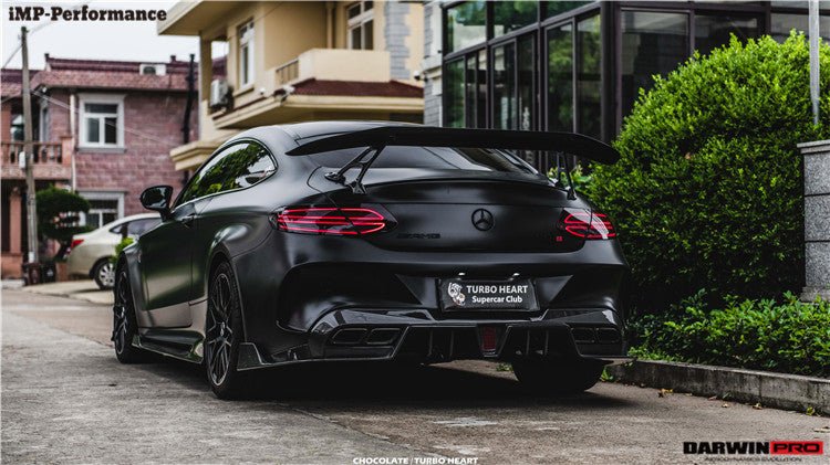 DARWINPRO - MERCEDES BENZ W205 C63 & C6S AMG COUPE 2015 -2021 PARTIAL CARBON FIBER REAR BUMPER AND LED DIFFUSER
