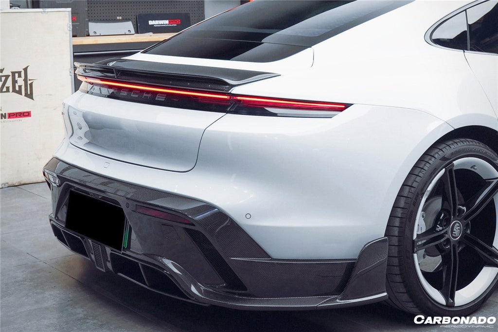 DARWINPRO - PORSCHE TAYCAN 4 / 4S / GTS / TURBO DRY CARBON FIBRE CABO STYLE LED REAR DIFFUSER