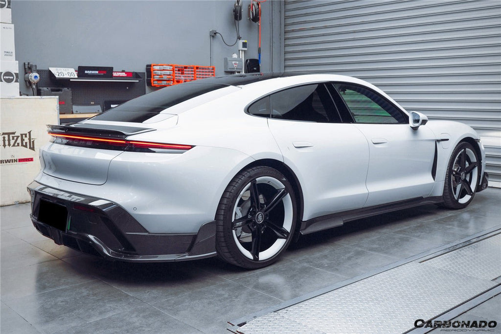 DARWINPRO - PORSCHE TAYCAN 4 / 4S / GTS / TURBO DRY CARBON FIBRE CABO STYLE LED REAR DIFFUSER