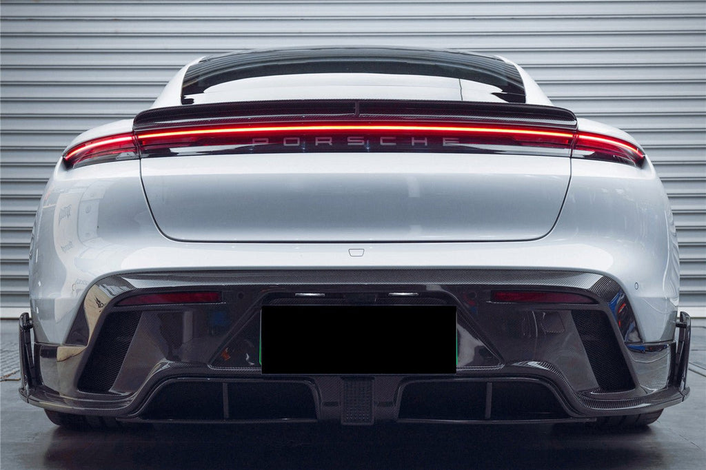 DARWINPRO - PORSCHE TAYCAN 4 / 4S / GTS / TURBO DRY CARBON FIBRE CABO STYLE LED REAR DIFFUSER