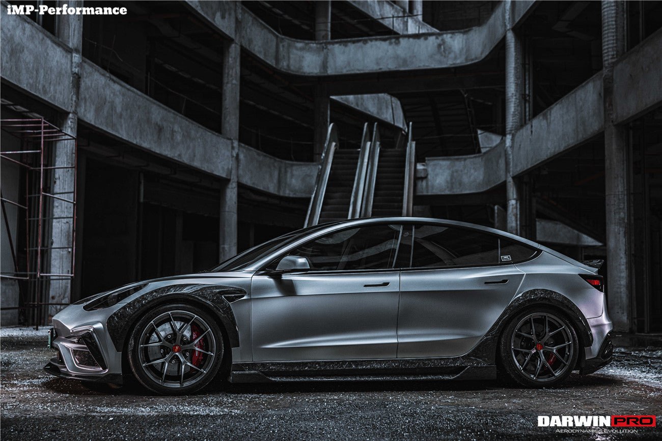 DARWINPRO - TESLA MODEL 3 IMP PERFORMANCE CARBON FIBER SIDE SKIRTS WITH UNDER BOARD