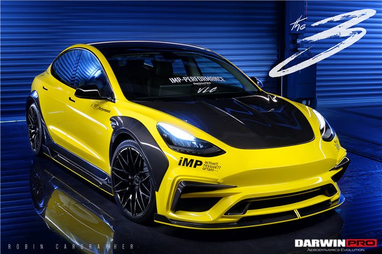 DARWINPRO - TESLA MODEL 3 IMP PERFORMANCE CARBON FIBER SIDE SKIRTS WITH UNDER BOARD
