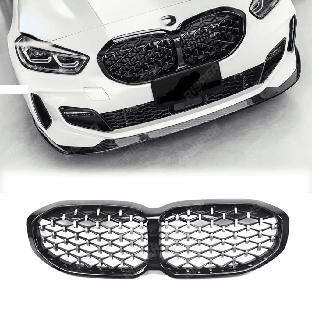 Diamond Style Front Grill In Gloss Black For BMW 1 Series F40 2018-2024