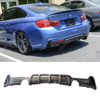 Dual Exit Rear Diffuser in Carbon Look For BMW 4 Series F32 F36 M Sport -