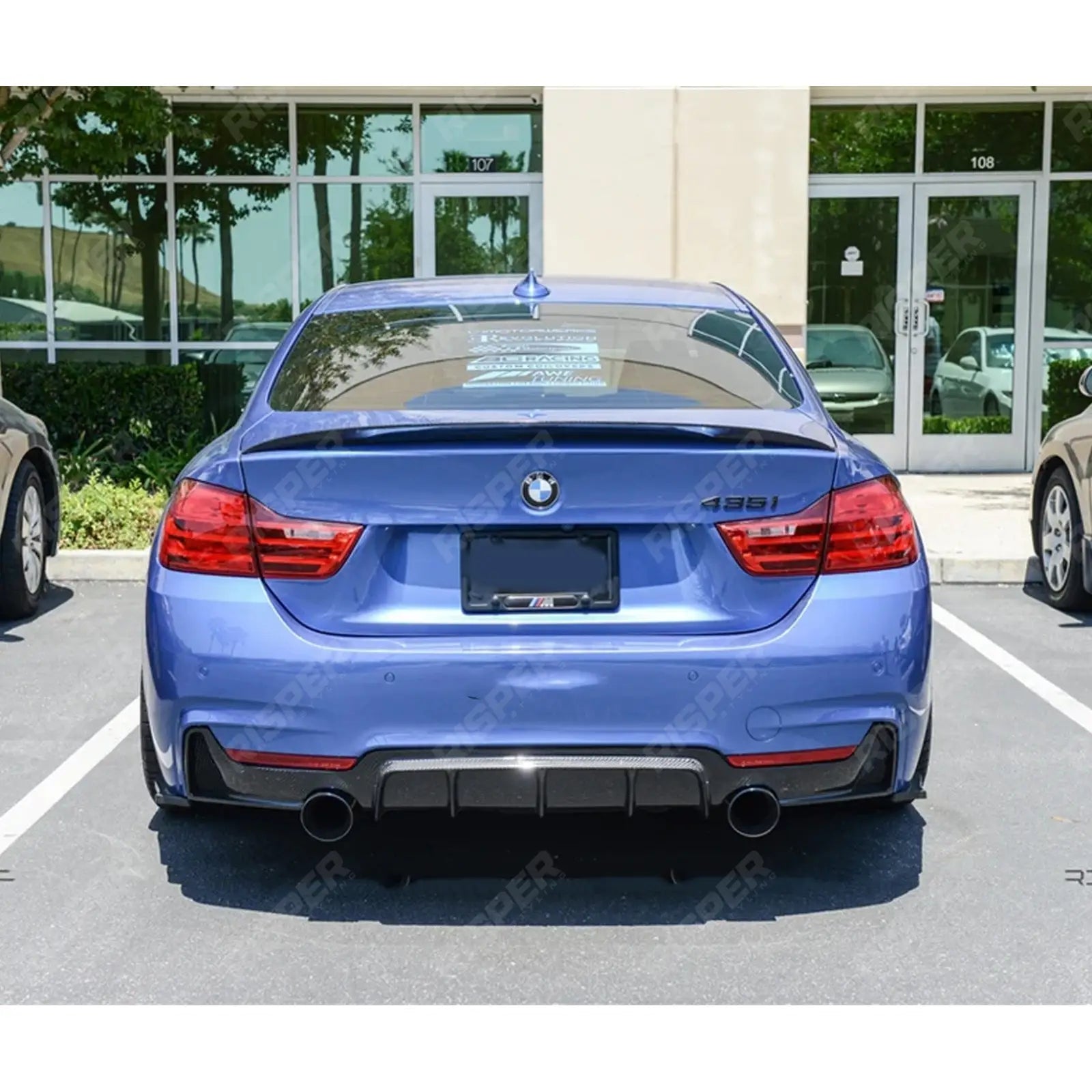 Dual Exit Rear Diffuser in Carbon Look For BMW 4 Series F32 F36 M Sport -