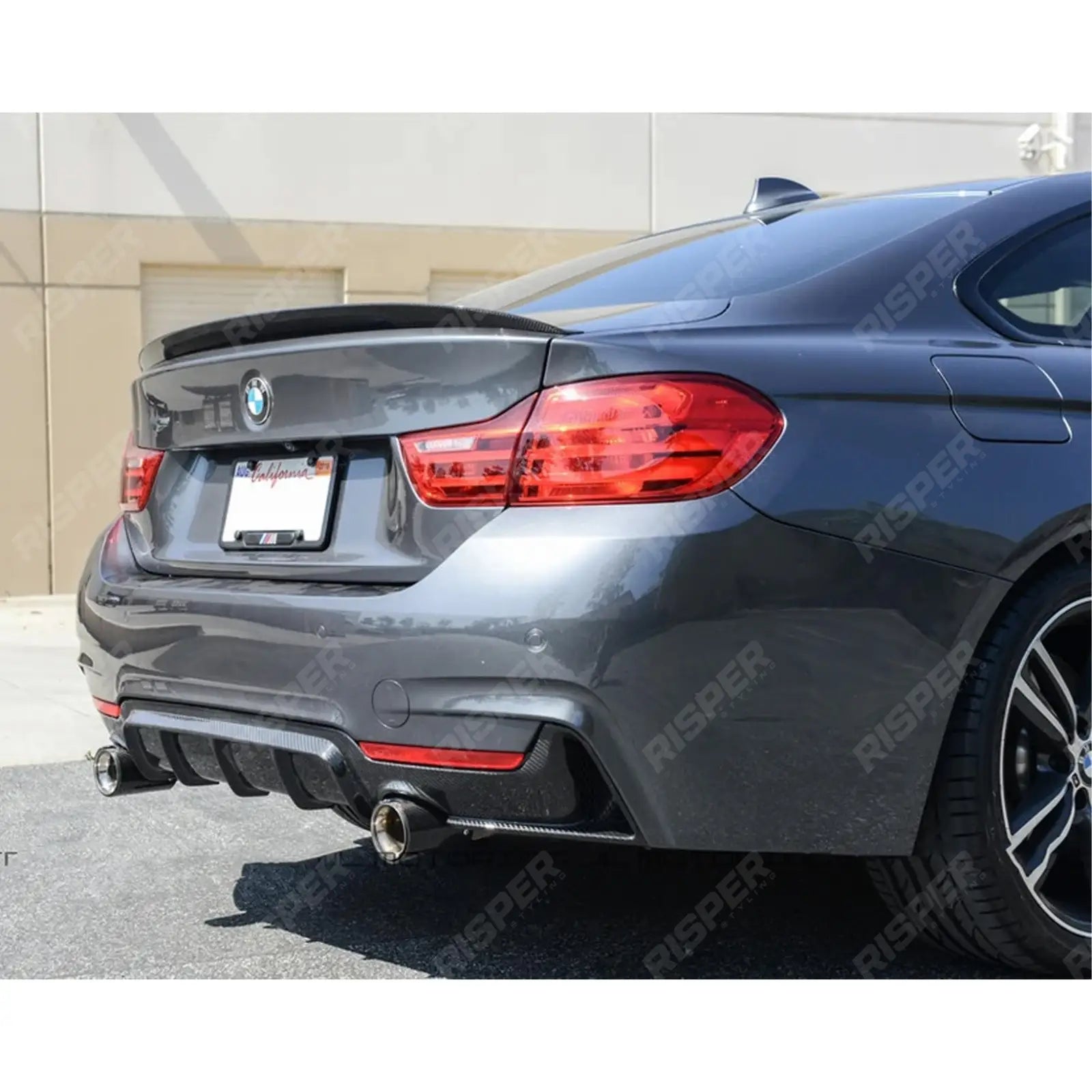 Dual Exit Rear Diffuser in Carbon Look For BMW 4 Series F32 F36 M Sport -