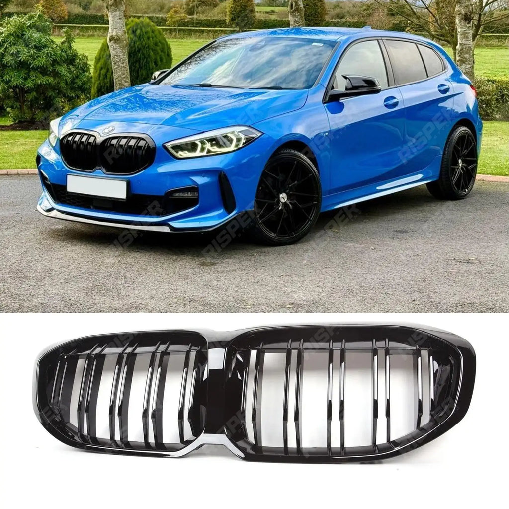 Double Slat Front Grill In Gloss Black For BMW 1 Series F40 2018-2024
