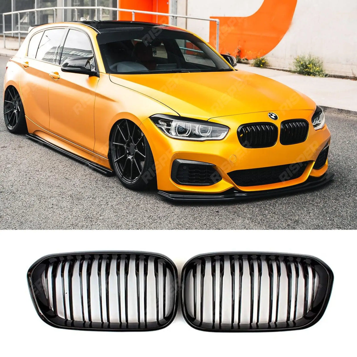 Double Slat Grille In Gloss Black For BMW 1 Series F20 2015-2019