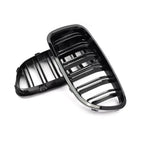 DUAL SLAT FRONT GRILL IN GLOSS BLACK For BMW 5 Series F10 2009-2017