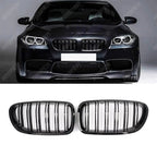 DUAL SLAT FRONT GRILL IN GLOSS BLACK For BMW 5 Series F10 2009-2017