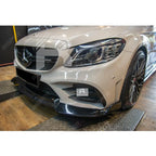Facelift 'C63S Brabus Style' Front Splitter Lip Gloss Black For Mercedes C-Class W205 2019-2022