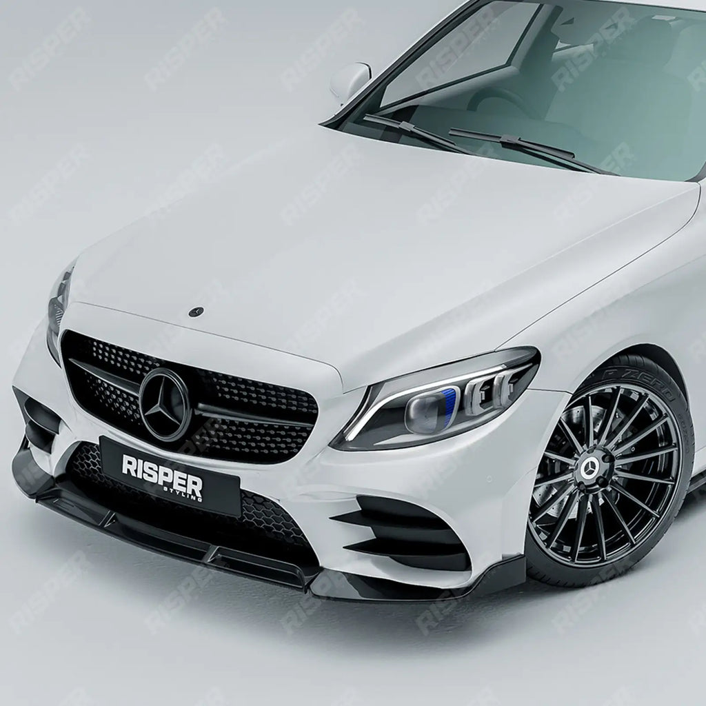 Facelift 'C63S Brabus Style' Front Splitter Lip Gloss Black For Mercedes C-Class W205 2019-2022