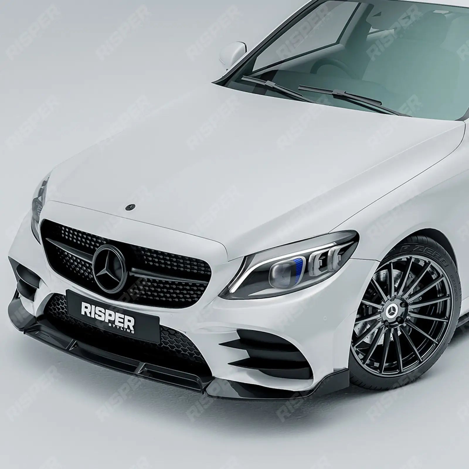 Facelift 'C63S Brabus Style' Front Splitter Lip Gloss Black For Mercedes C-Class W205 2019-2022
