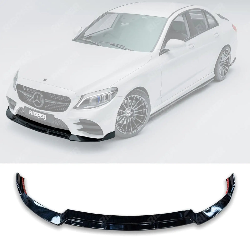 Facelift 'C63S Brabus Style' Front Splitter Lip Gloss Black For Mercedes C-Class W205 2019-2022