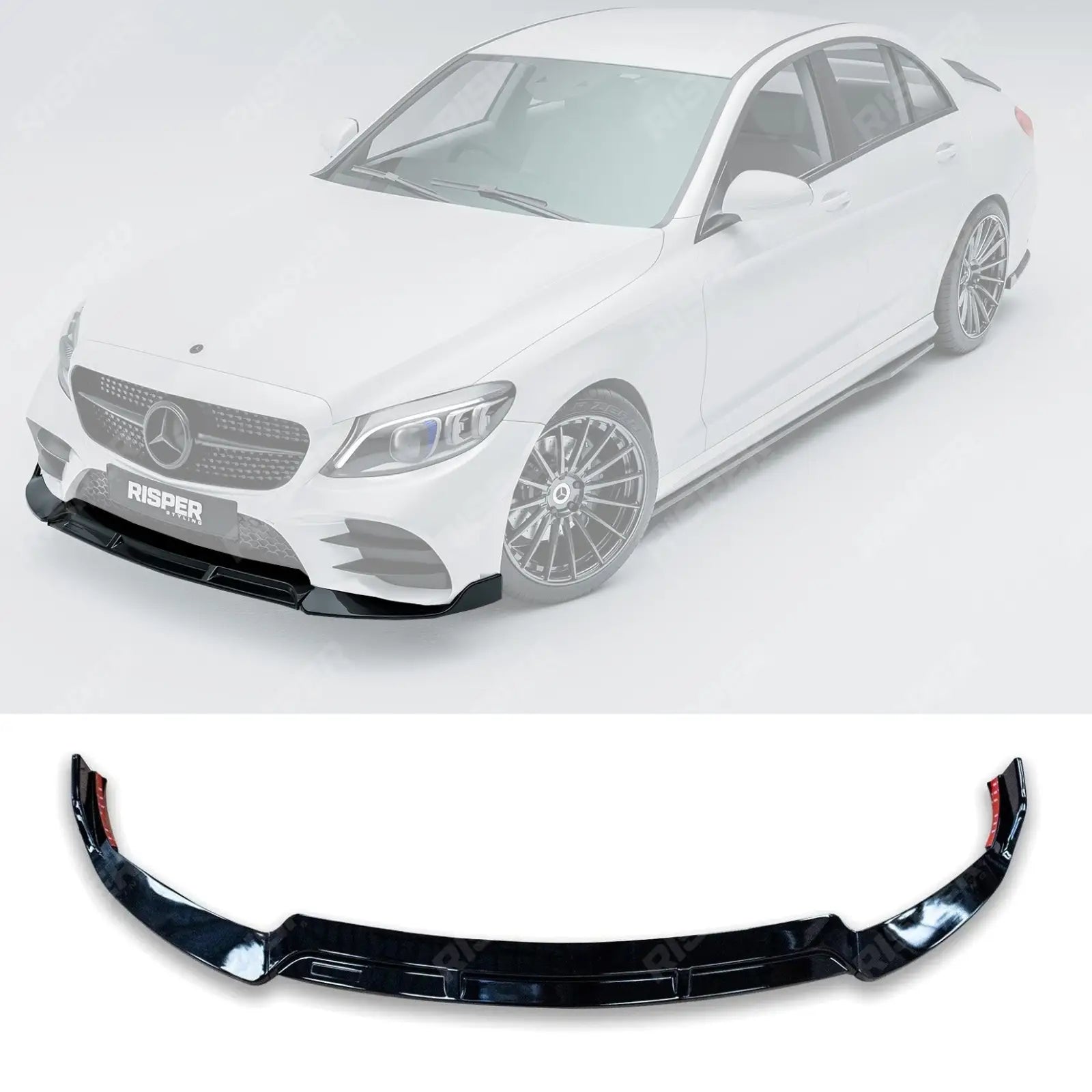 Facelift 'C63S Brabus Style' Front Splitter Lip Gloss Black For Mercedes C-Class W205 2019-2022
