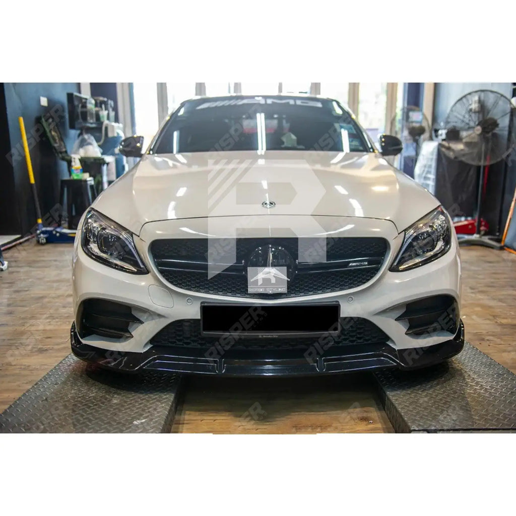Facelift 'C63S Brabus Style' Front Splitter Lip Gloss Black For Mercedes C-Class W205 2019-2022