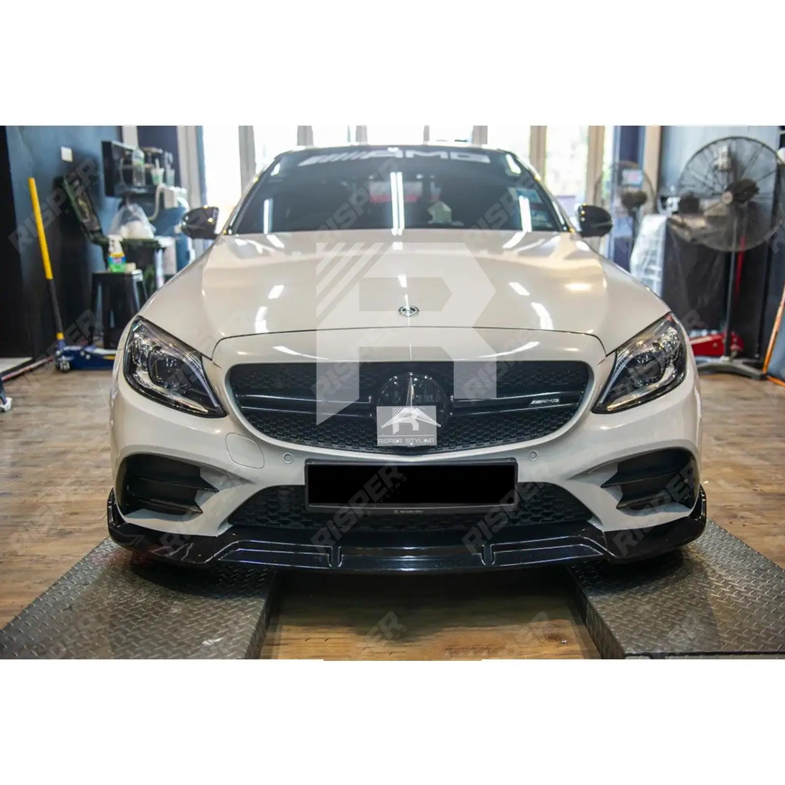 Facelift 'C63S Brabus Style' Front Splitter Lip Gloss Black For Mercedes C-Class W205 2019-2022