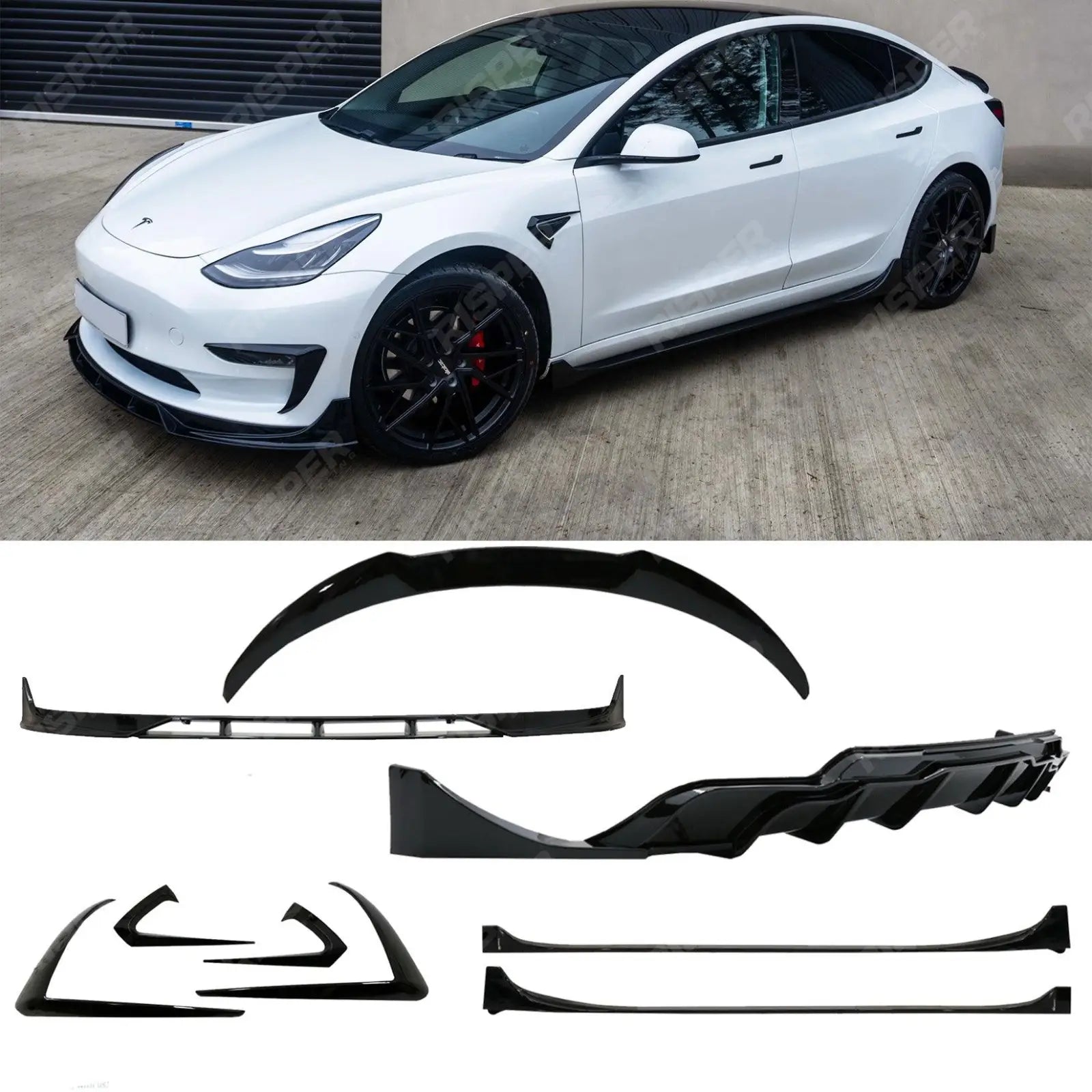 Fast Aero Body Kit In Gloss Black For Tesla Model 3 2018 - 2023
