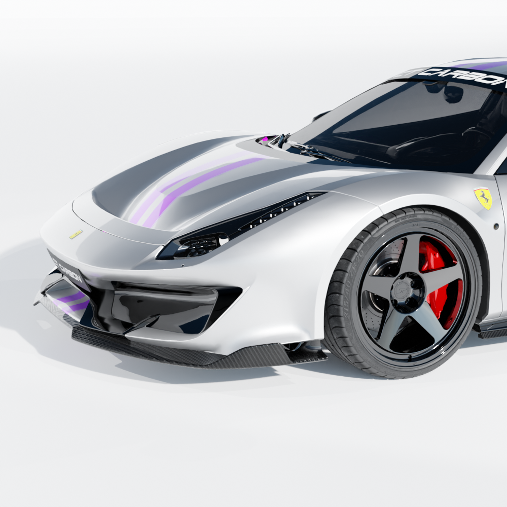 FERRARI 488 PISTA CARBON FIBRE SPLITTER - CT DESIGN